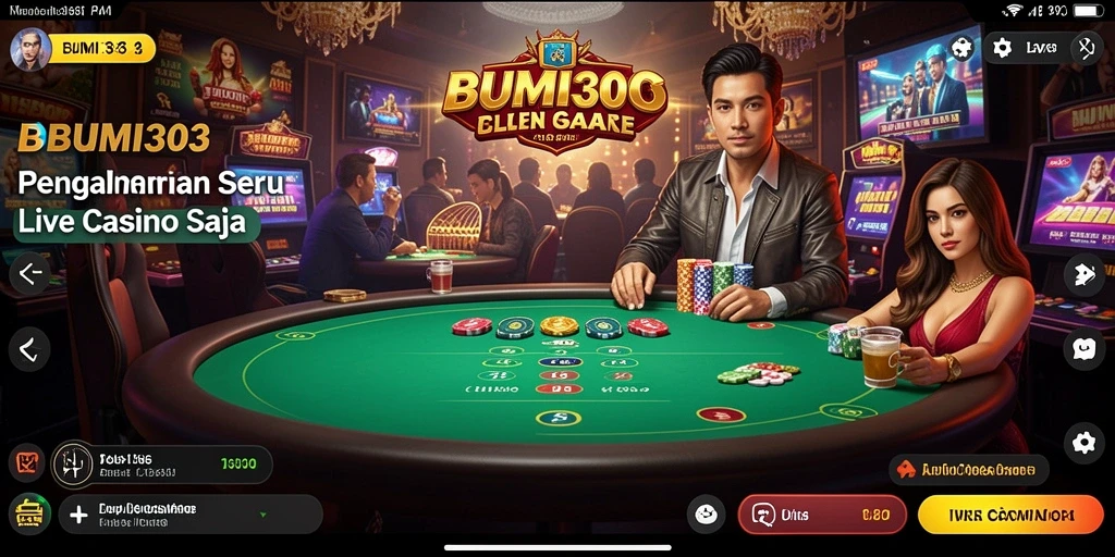 Tampilan gameplay Live Casino yang seru dan interaktif di BUMI303.