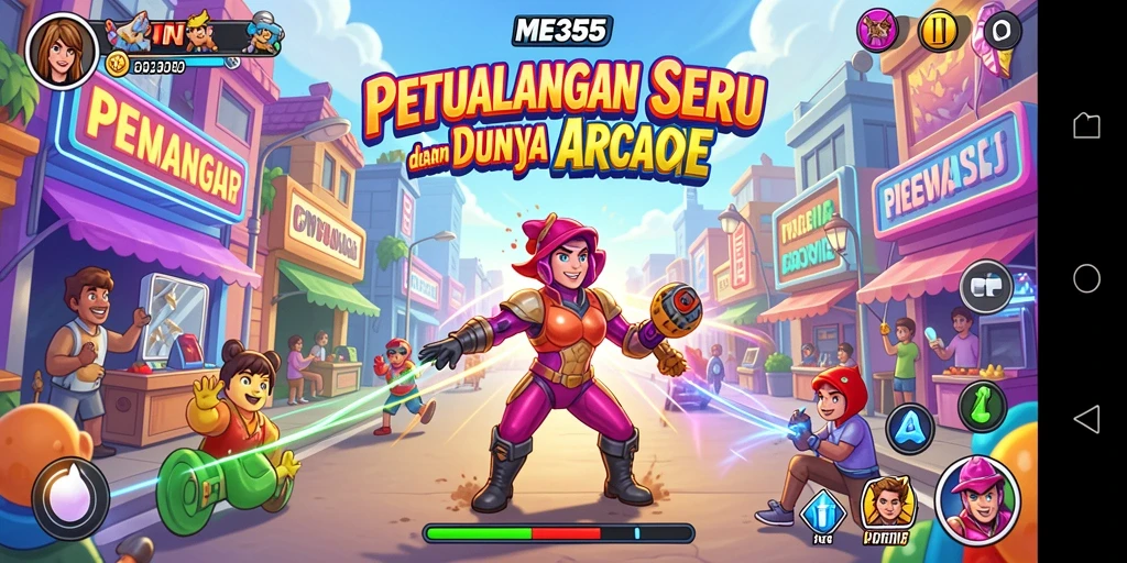 Screenshot utama ME355 menampilkan aksi gameplay yang cepat dan seru.