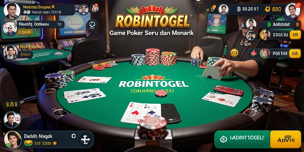 Tampilan gameplay ROBINTOGEL dengan aksi Poker yang mendebarkan.