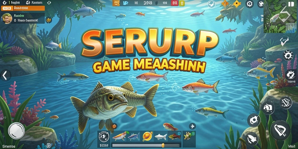 Tampilan gameplay SERURP yang memukau saat memancing di lokasi indah.