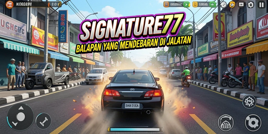 Tampilan gameplay SIGNATURE77 yang mendebarkan di lintasan balap.