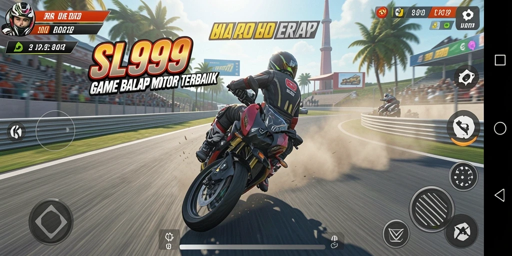 Screenshot gameplay balap motor di SL999 yang seru dan menantang.