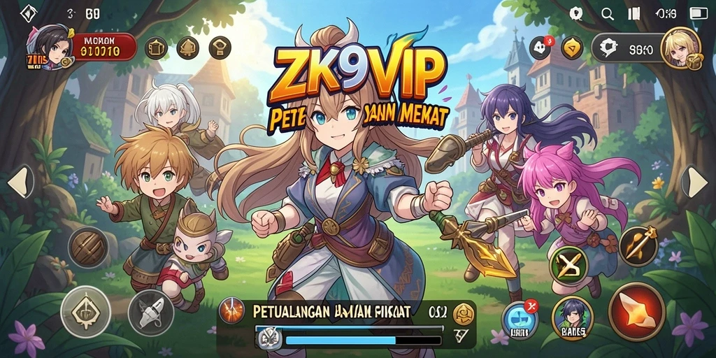 Tampilan gameplay ZK9VIP yang memukau dengan karakter anime.